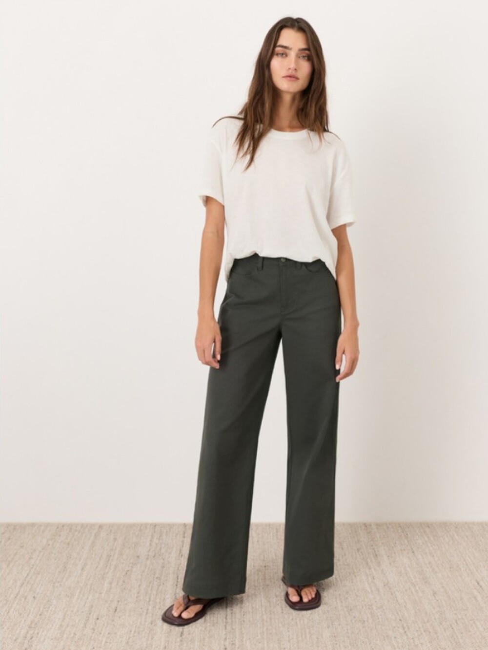 Pact Women's Grey Organic Stretch Twill Wide Leg Pants High Rise XS cotton